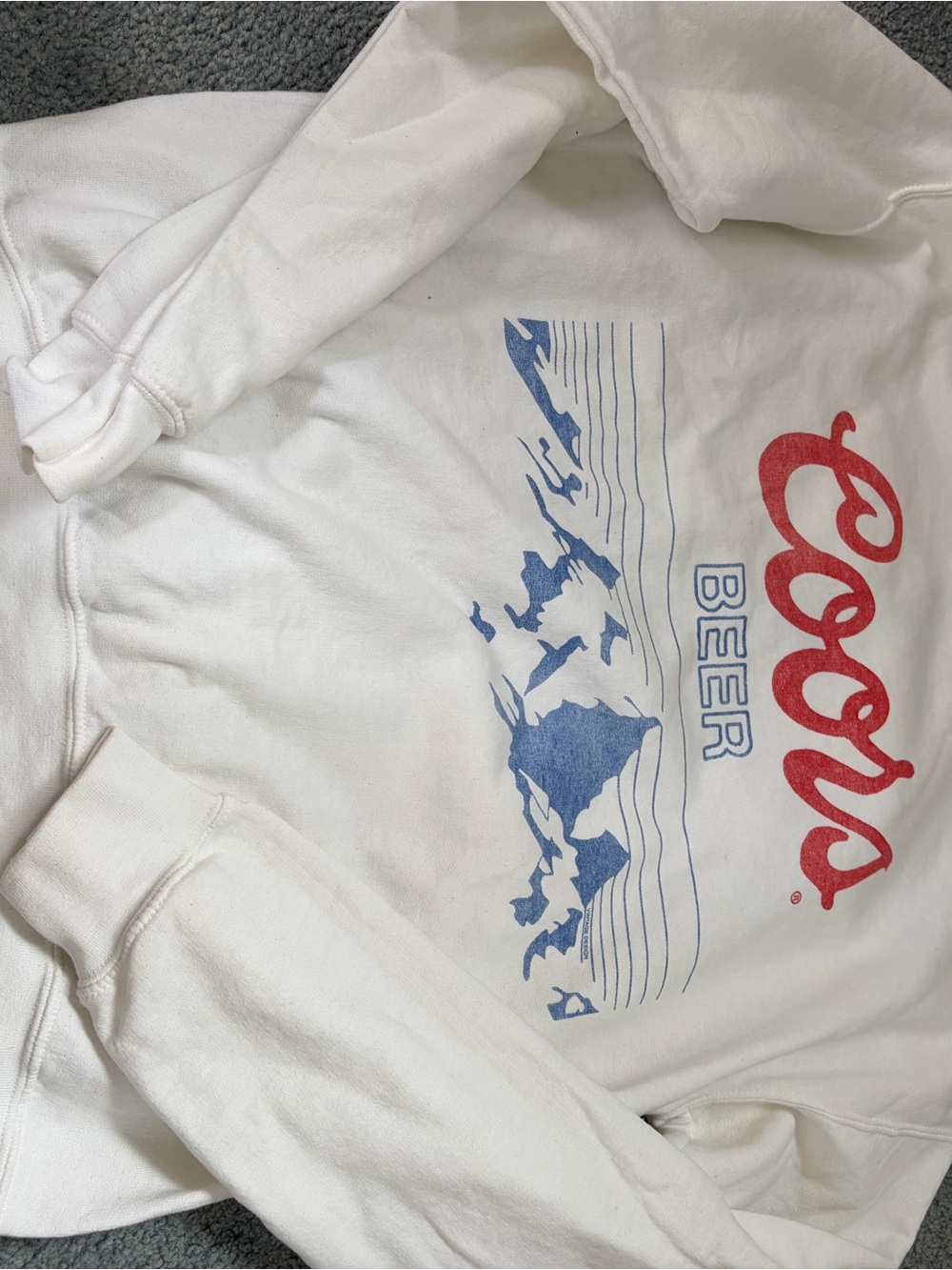 Coors Crewneck Sweatshirt - White with Red & Blue Graphic
